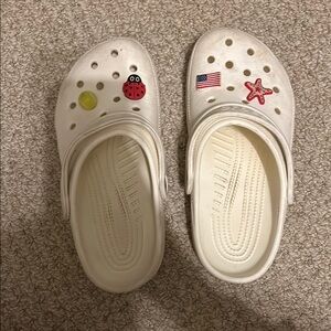 Kids White Crocs with Fun Charms